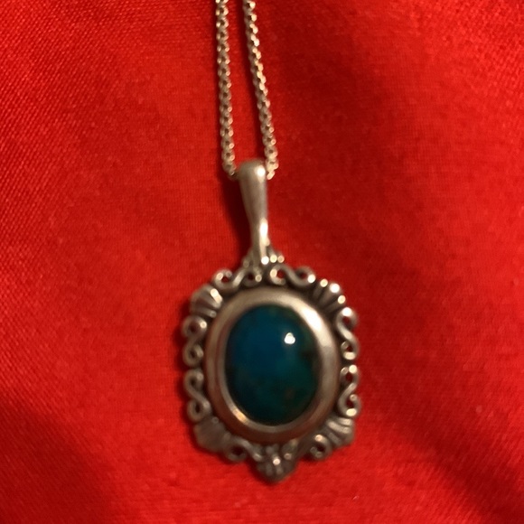 Silver n turquoise pendant necklace. - Picture 2 of 5